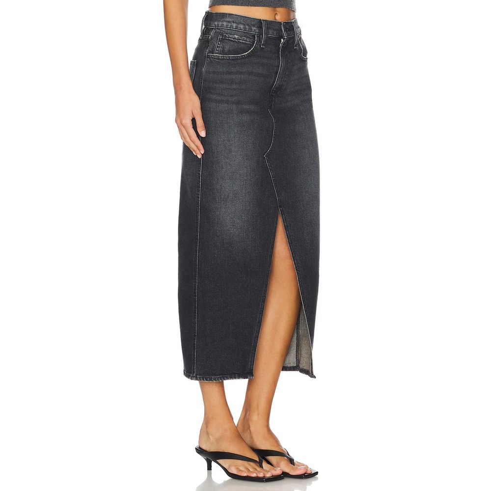 Women's Hudson Jeans Reconstructed Skirt Black Pearl Denim Maxi Slit Sz 26 $235